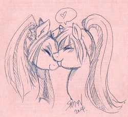 Size: 500x460 | Tagged: safe, artist:samonferrari, aria blaze, sonata dusk, equestria girls, rainbow rocks, arisona, female, lesbian, licking, monochrome, shipping, traditional art