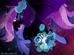 Size: 1600x1200 | Tagged: safe, artist:celestialess, oc, oc only, oc:princess celestialess, alicorn, pony, alicorn oc, duo, magic