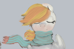Size: 4500x3000 | Tagged: safe, artist:weepysheep, oc, oc only, oc:bumble, pegasus, pony, clothes, scarf, simple background, solo