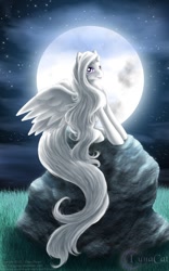 Size: 480x768 | Tagged: safe, artist:flyingpony, oc, oc only, oc:lunarstar, alicorn, pony, g1, alicorn oc, fanfic, moon, night, solo