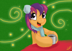 Size: 1377x969 | Tagged: safe, artist:sunlightpony, scootaloo, pegasus, g3.5, female, filly, orange coat, purple mane, solo