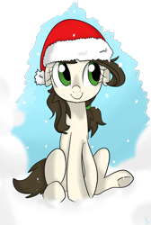 Size: 2707x4032 | Tagged: safe, artist:marisalle, oc, oc only, christmas, hat, snow, snowfall, solo