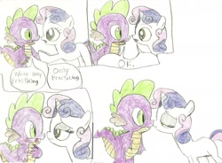 Size: 1920x1416 | Tagged: safe, artist:warrior9100, spike, sweetie belle, dragon, comic, first kiss, imminent kissing, kissing, shipping, spikebelle