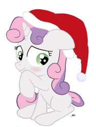 Size: 2448x3264 | Tagged: safe, artist:bobdude0, sweetie belle, blushing, hat, santa hat