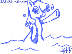 Size: 680x512 | Tagged: safe, artist:3dd213, 30 minute art challenge, ponified, simple background, water, white background