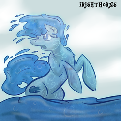 Size: 500x500 | Tagged: safe, artist:irishthorns, 30 minute art challenge, ponified, simple background, water, white background