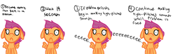 Size: 1968x606 | Tagged: safe, artist:martymurray, scootaloo, pony, comic, hyperbole and a half, ponified