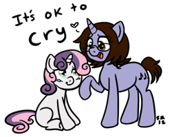 Size: 494x393 | Tagged: safe, artist:serenamidori, sweetie belle, oc, pony, crying