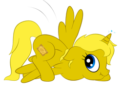 Size: 900x674 | Tagged: safe, artist:zomgitsalaura, oc, oc only, oc:ticket, alicorn, pony, alicorn oc, clumsy, simple background, solo, transparent background