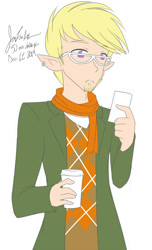 Size: 909x1500 | Tagged: safe, artist:jonfawkes, trenderhoof, human, 30 minute art challenge, elf ears, humanized