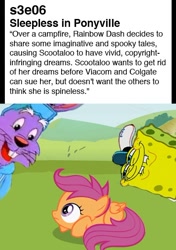 Size: 400x567 | Tagged: safe, scootaloo, sleepless in ponyville, colgate (company), doctor rabbit, just one bite, spongebob squarepants, youtube poop