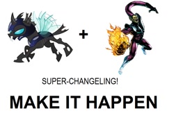 Size: 951x620 | Tagged: safe, changeling, all caps, exploitable meme, fantastic four, make it happen, meme, super-skrull