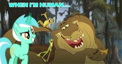 Size: 640x338 | Tagged: safe, artist:pipersack, lyra heartstrings, alligator, disney, the princess and the frog