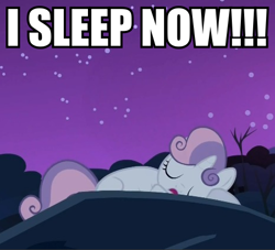 Size: 466x424 | Tagged: safe, screencap, sweetie belle, sleepless in ponyville, campfire song, image macro, solo, the lost skeleton of cadavra