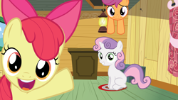 Size: 8192x4608 | Tagged: safe, artist:pdpie, apple bloom, scootaloo, sweetie belle, one bad apple, absurd resolution, thinking spot, vector