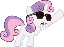 Size: 1280x949 | Tagged: safe, edit, sweetie belle, dat butt, meme, solo, sunglasses