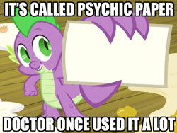 Size: 1200x900 | Tagged: safe, edit, edited screencap, screencap, spike, dragon, spike at your service, doctor who, exploitable meme, image macro, male, spike card meme