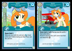 Size: 1280x917 | Tagged: safe, artist:bonusjosh, artist:flash equestria photography, oc, oc only, oc:spirit, biplane, card, commission, fake, mlp trading card game, solo, wrench