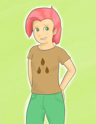 Size: 948x1213 | Tagged: safe, artist:zekromlover, babs seed, clothes, female, humanized, simple background, two toned hair