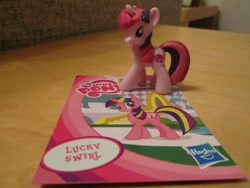 Size: 1024x768 | Tagged: safe, lucky swirl, pony, blind bag, collector card, irl, photo, toy