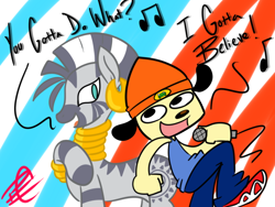 Size: 800x600 | Tagged: safe, artist:palenarrator, zecora, zebra, crossover, game, i gotta believe, microphone, parappa, parappa the rapper, parody, rap, rhythm game, video game