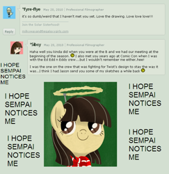 Size: 666x684 | Tagged: safe, artist:sibsy, wild fire, pegasus, pony, 2010, deviantart, female, halo, lauren faust, mare, notice me senpai, sabrina alberghetti, senpai, sibsy, text