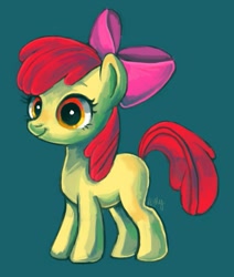 Size: 481x566 | Tagged: safe, artist:nyoncat, artist:nyonhyon, apple bloom, earth pony, apple bloom's bow, female, filly, hair bow, red mane, yellow coat