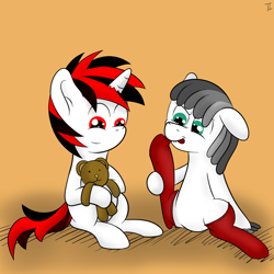 Size: 900x900 | Tagged: safe, artist:thexiiilightning, oc, oc only, clothes, commission, foal, socks, teddy bear