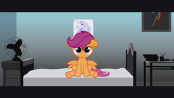 Size: 5000x2813 | Tagged: safe, artist:jennieoo, scootaloo, pegasus, female, filly, orange coat, purple mane, solo, vector