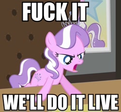 Size: 542x500 | Tagged: safe, diamond tiara, earth pony, pony, bill o'reilly, female, filly, image macro, solo, vulgar