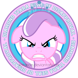 Size: 900x900 | Tagged: safe, artist:kotanom, diamond tiara, earth pony, pony, disapproval, female, filly, jewelry, pink coat, tiara, two toned mane