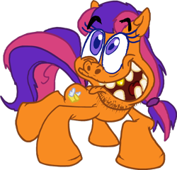 Size: 624x600 | Tagged: safe, artist:colossalstinker, scootaloo, pegasus, g3.5, female, filly, orange coat, purple mane, solo