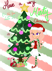 Size: 1024x1409 | Tagged: safe, artist:lilya28, minty, g3, christmas, humanized