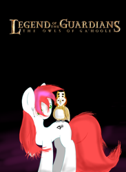 Size: 950x1300 | Tagged: safe, artist:deepermadness, oc, oc only, oc:flicker, owl, film night, helmet, legend of the guardians, legend of the guardians: the owls of ga'hoole, ponibooru film night, poster