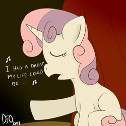 Size: 894x894 | Tagged: safe, artist:djose-ohara, sweetie belle, pony, unicorn, female, filly, les miserables, singing, white coat