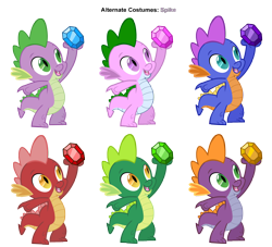 Size: 3300x3000 | Tagged: safe, artist:felix-knot, artist:pika-robo, basil, master kenbroath gilspotten heathspike, reginald, spike, spike (g1), steven magnet, dragon, g1, g3, g4, alternate costumes, g1 to g4, g3 to g4, gem, generation leap, male, palette swap, recolor, vector