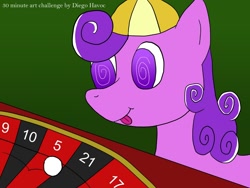 Size: 1000x750 | Tagged: safe, artist:diego havoc, screwball, earth pony, pony, 30 minute art challenge, female, gambling, mare, purple coat, two toned mane