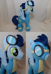 Size: 693x1000 | Tagged: safe, artist:makeshiftwings30, soarin', clothes, goggles, irl, photo, plushie, solo, suit