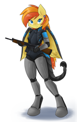 Size: 3000x4734 | Tagged: safe, artist:ambris, oc, oc only, oc:graceful sunrise, anthro, pegasus, unguligrade anthro, fallout equestria, armor, enclave, enclave armor, female, grand pegasus enclave, power armor, powered exoskeleton