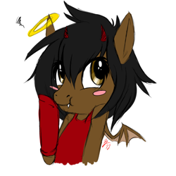 Size: 500x500 | Tagged: safe, oc, oc only, bat pony, pony, blushing, cute, halo, mulp