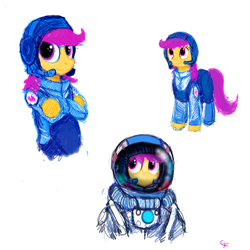 Size: 2000x2000 | Tagged: safe, artist:gordonfreeguy, scootaloo, pegasus, pony, astronaut, female, solo, spacesuit