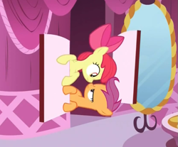 Size: 621x515 | Tagged: safe, screencap, apple bloom, scootaloo, earth pony, pony, sleepless in ponyville, female, filly