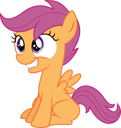 Size: 5553x5855 | Tagged: safe, artist:deadparrot22, scootaloo, absurd resolution, lip bite, simple background, sitting, solo, transparent background, vector