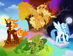 Size: 1512x1164 | Tagged: safe, artist:bedupolker, oc, oc only, alicorn, pony, alicorn oc, seasons