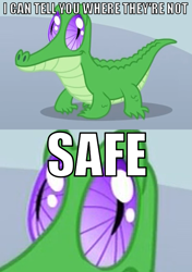 Size: 561x795 | Tagged: safe, gummy, alligator, dragonball z abridged, image macro, male, pet