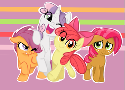 Size: 629x456 | Tagged: safe, artist:jessy, apple bloom, babs seed, scootaloo, sweetie belle, cutie mark crusaders