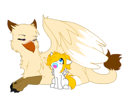 Size: 1024x768 | Tagged: safe, artist:thamutt, oc, oc only, oc:frolic, oc:nova, griffon, pony, baby, baby pony, filly, freckles, pacifier