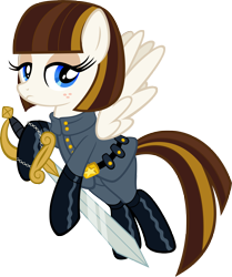 Size: 6183x7390 | Tagged: safe, artist:tygerbug, absurd resolution, freckles, indiana jones, irina spalko, ponified, sword