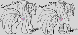 Size: 2203x1008 | Tagged: safe, artist:xxxsketchbookxxx, sonata dusk, earth pony, pony, equestria girls, clothes, disguise, disguised siren, equestria girls ponified, female, gem, jewelry, mare, necklace, ponified, ponified siren, siren gem, socks, solo, striped socks, underhoof, wip