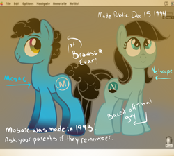 Size: 1280x1152 | Tagged: safe, pony, browser ponies, internet browser, mac os 7, macintosh, mosaic (browser), netscape, ponified, ponytail